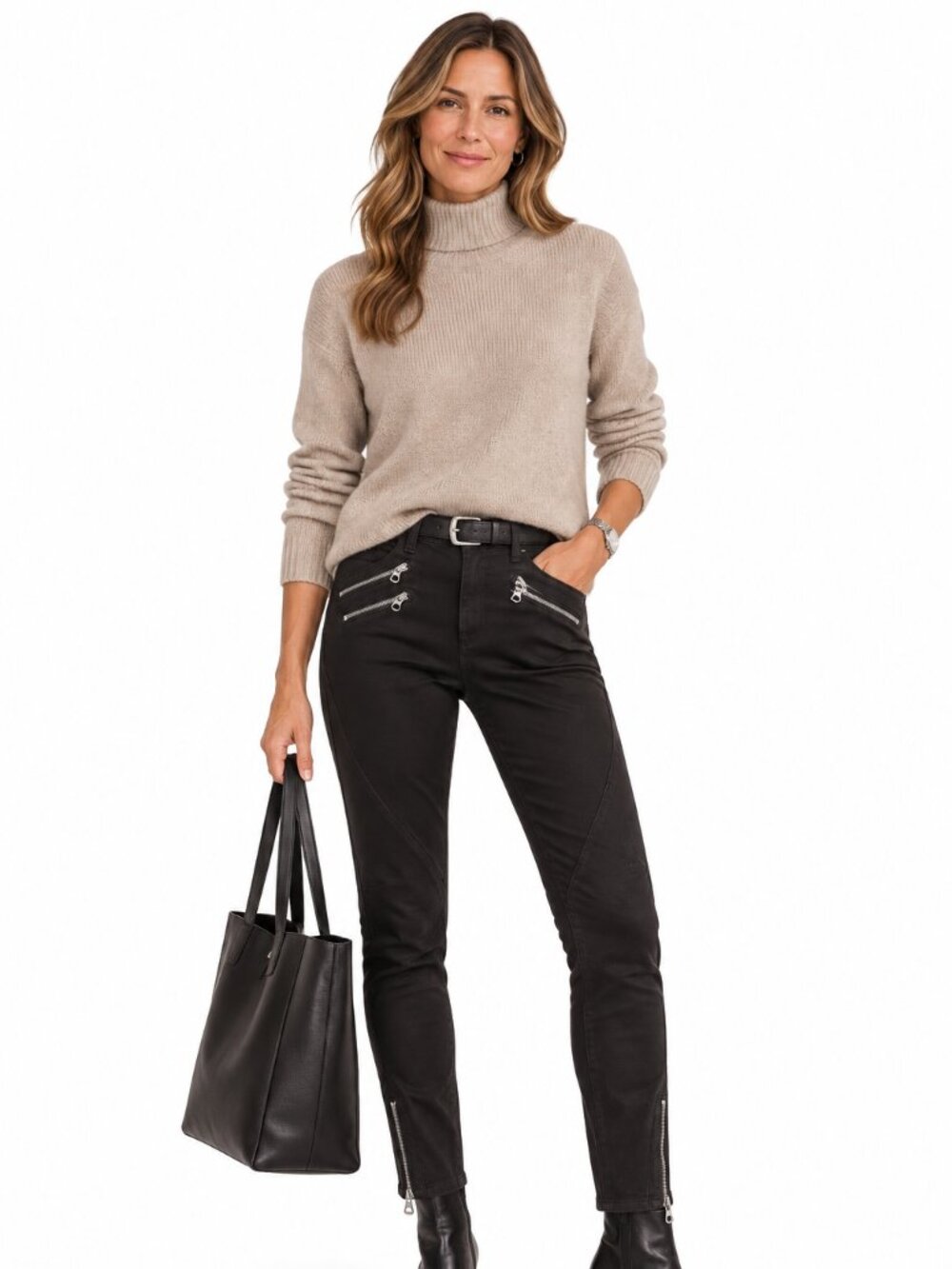 Polo Ralph Lauren Women's Tompkins Black Skinny Moto Zip Jeans (Size 30)